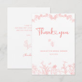 Peach Pink Garden Chinoiserie Vrijgezellenfeest Bedankkaart (Voorkant / Achterkant)