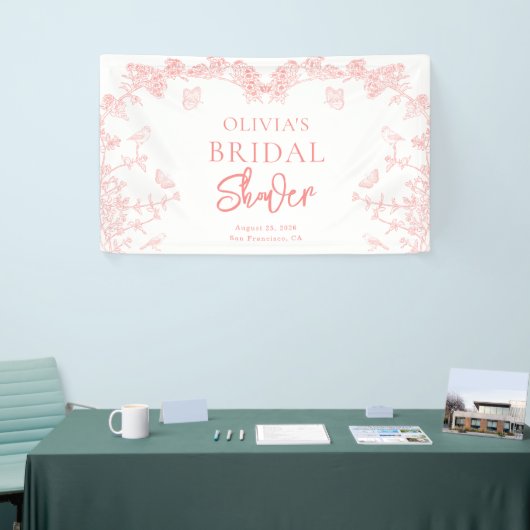 Peach Pink Garden Chinoiserie Vrijgezellenfeest Spandoek (Beurs)