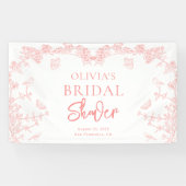 Peach Pink Garden Chinoiserie Vrijgezellenfeest Spandoek (Horizontaal)