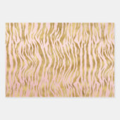 Peach Pink Gold Glitz Sparkle Zebra Print Inpakpapier Vel (Voorkant 2)