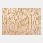 Peach Pink Gold Glitz Sparkle Zebra Print Inpakpapier Vel (Voorkant)