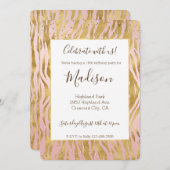 Peach Pink Gold Glitz Sparkle Zebra Print Kaart (Voorkant / Achterkant)