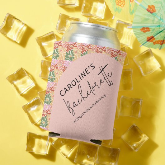 Peach Pink Groovy Bloemen Abstract Blikjeskoeler (Insitu Zomer)