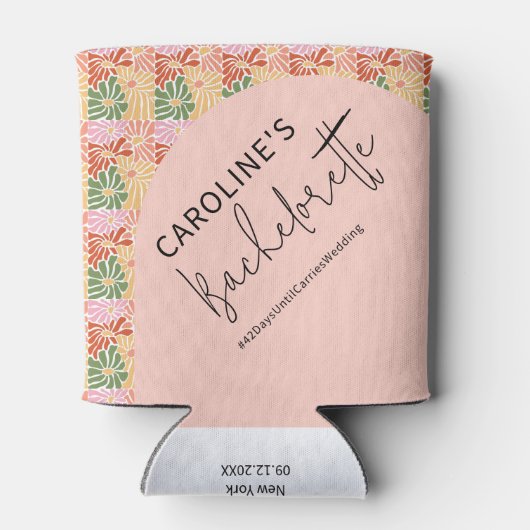 Peach Pink Groovy Bloemen Abstract Blikjeskoeler (Achterkant)