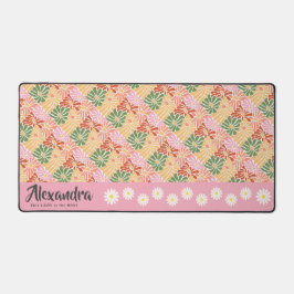 Peach Pink Groovy Bloemen Abstract Bureaumat