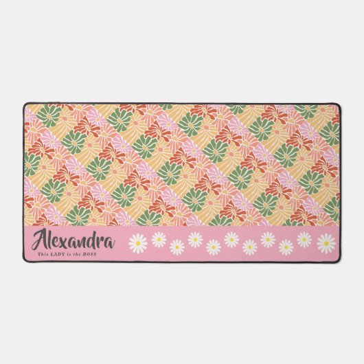 Peach Pink Groovy Bloemen Abstract Bureaumat (Voorkant)