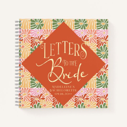 Peach Pink Groovy Bloemen Abstract Notitieboek (Voorkant)