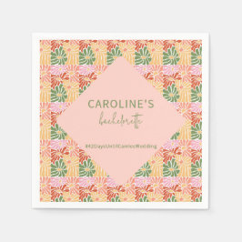 Peach Pink Groovy Bloemen Abstract Servet