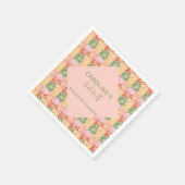 Peach Pink Groovy Bloemen Abstract Servet (Hoek)