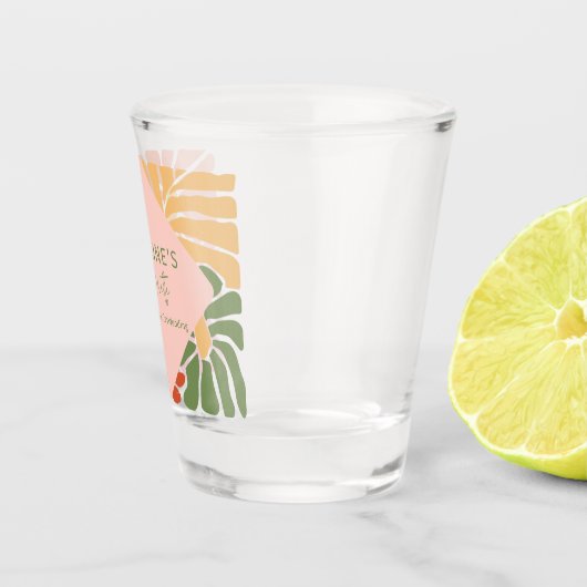 Peach Pink Groovy Bloemen Abstract Shot Glas (Rechts)