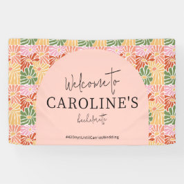 Peach Pink Groovy Bloemen Abstract Spandoek