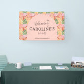 Peach Pink Groovy Bloemen Abstract Spandoek (Beurs)