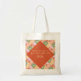 Peach Pink Groovy Bloemen Abstract Tote Bag