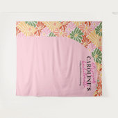 Peach Pink Groovy Bloemen Abstract Wandkleed (Voorkant (horizontaal))