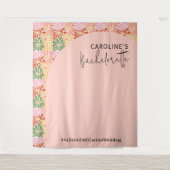 Peach Pink Groovy Bloemen Abstract Wandkleed (Voorkant)