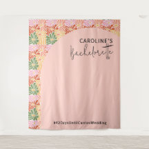 Peach Pink Groovy Bloemen Abstract