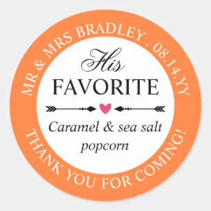 Peach Pink Heart pijlen zijn favoriete bruiloft gu Ronde Sticker