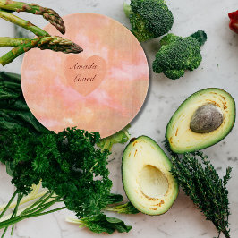 Peach & Pink Heart & Sky Tweetalig "Amada" "Gelief Snijplank