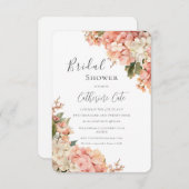 Peach & Pink Hydrangeas Floral Bridal Shower Kaart (Voorkant / Achterkant)