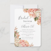 Peach & Pink Hydrangeas Floral Bridal Shower Kaart (Voorkant)