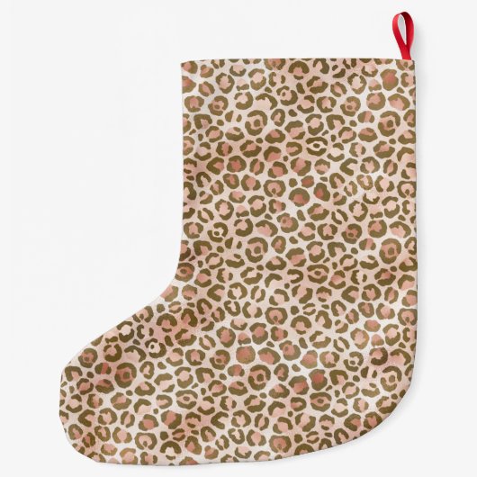 Peach Pink Leopard Print Grote Kerstsok (Achterkant)