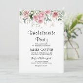 Peach & Pink Peony Bachelorette Party Uitnodiging (Staand voorkant)