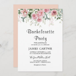 Peach & Pink Peony Bachelorette Party Uitnodiging