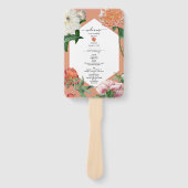 Peach Pink Pioenrozen Bloemen Trouwprogramma Handwaaier (Voorkant)