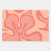 Peach Pink Retro Abstracte Patronen Inpakpapier Vel (Voorkant 3)