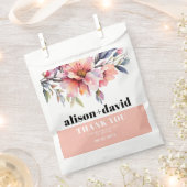 Peach pink rhododendron, bold typography wedding bedankzakje (Geknipt)