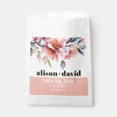 Peach pink rhododendron, bold typography wedding bedankzakje (Voorkant)