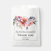Peach-pink rhododendron flowers typography wedding bedankzakje (Voorkant)