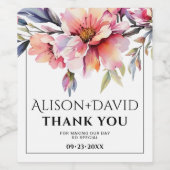 Peach-pink rhododendron flowers typography wedding wijn etiket (Enkel label)