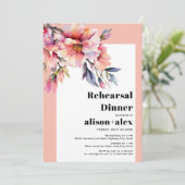 Peach-pink rhododendron wedding rehearsal dinner kaart (Staand voorkant)