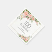 Peach Pink Rose Bloemen 100ste verjaardag Servet (Hoek)
