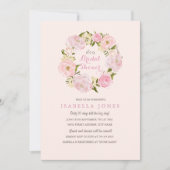 Peach Pink Spring Roos Bridal Shower Invitation Kaart (Voorkant)