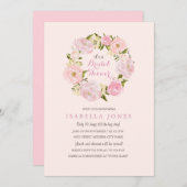 Peach Pink Spring Roos Bridal Shower Invitation Kaart (Voorkant / Achterkant)
