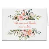 Peach Pink White Floral Lijst bruiloft dank u (Voorkant Horizontaal)