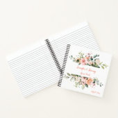 Peach Pink White Groen Bloemen Bruiloft Gastenboek Notitieboek (Binnen)