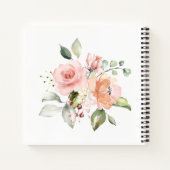 Peach Pink White Groen Bloemen Bruiloft Gastenboek Notitieboek (Achterkant)