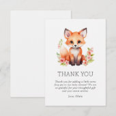 Peach Pink Woodland Fox Baby Shower Bedankkaart (Voorkant / Achterkant)