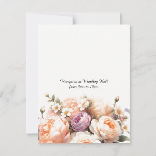 Peach Pioenrozen en Rozen bruiloft uitnodiging (Achterkant)