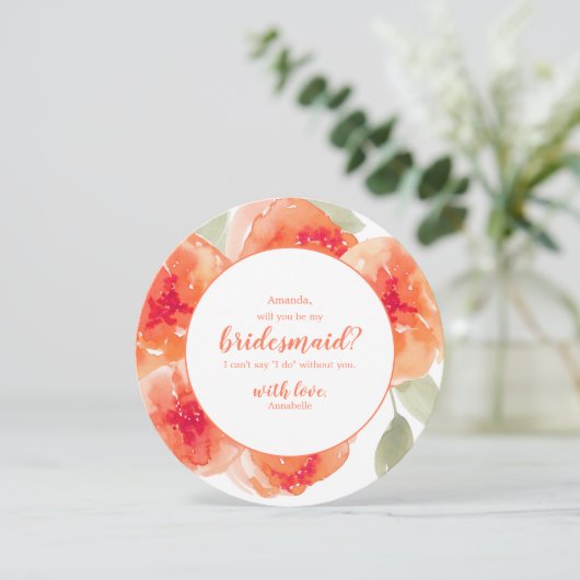 Peach Pioenrozen Floral, wordt u mijn bruidsmeisje Kaart (Staand voorkant)