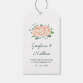 Peach pioenrozen Waterverf bruiloft gunst Cadeaulabel (Voorkant)