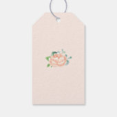Peach pioenrozen Waterverf bruiloft gunst Cadeaulabel (Achterkant)