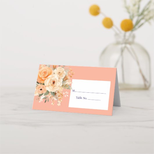 Peach Place Card Guest Table No. Response Kaart Plaatskaartje (Voorkant)