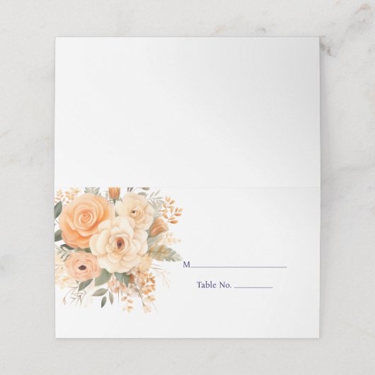 Peach Place Card Guest Table No. Response Kaart Plaatskaartje (Buitenkant ongevouwen)