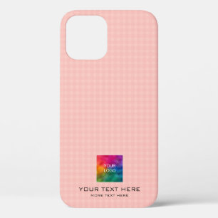 Peach Plaid Design Sjabloon Business Logo Elegant Case-Mate iPhone Case