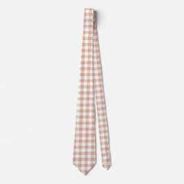 Peach Plaid Gingham Retro Color Neck Tie Stropdas