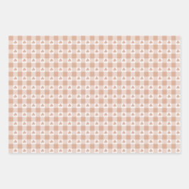 Peach Plaid Shamrock Clover Retro Color Inpakpapier Vel
